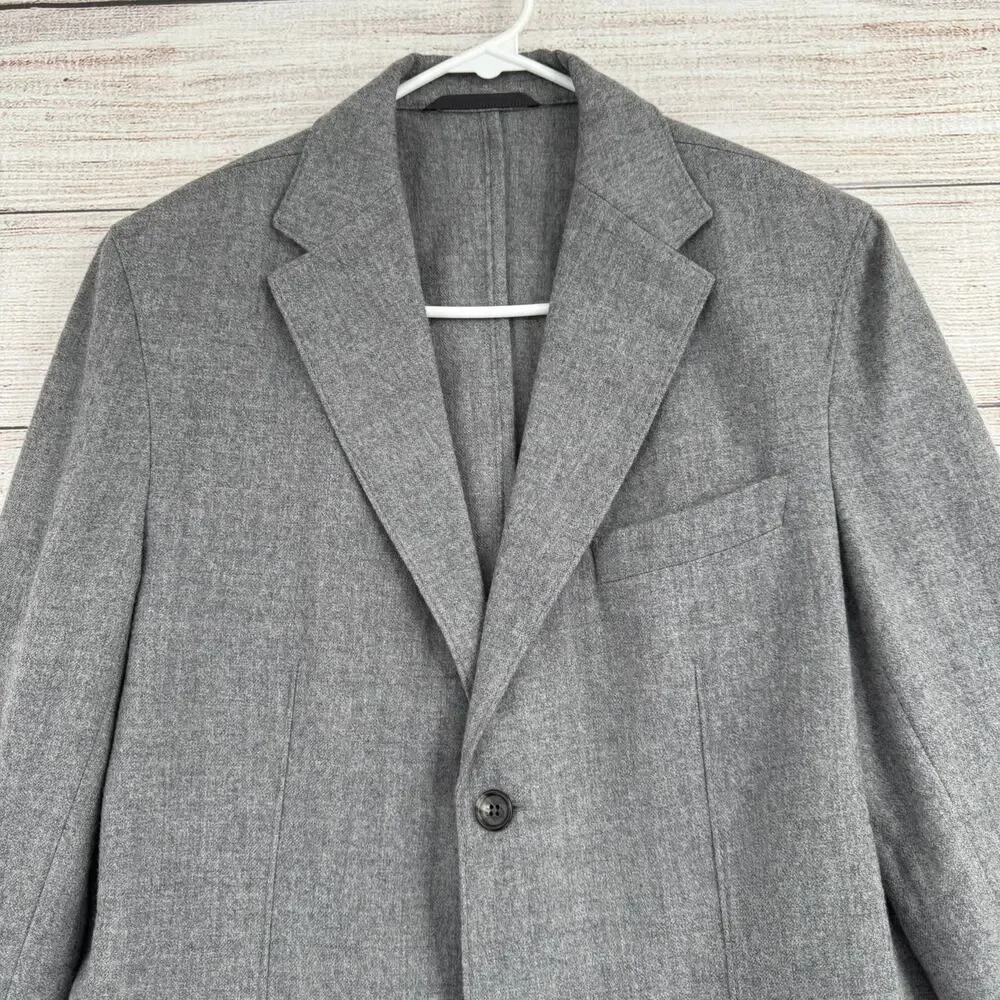 Stenesse Virgin‎ Wool Blazer Jacket Mens 48L Gray Long Sleeve 2 Button $800 MSRP